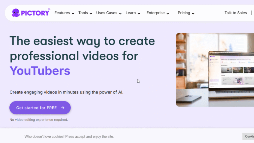 This Image Screen Shoot Pictory Ai Home Page