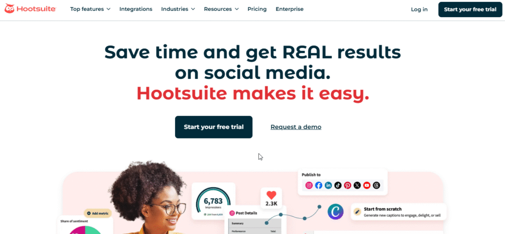 This Image Screen Shoot Hootsuite Ai Home Page