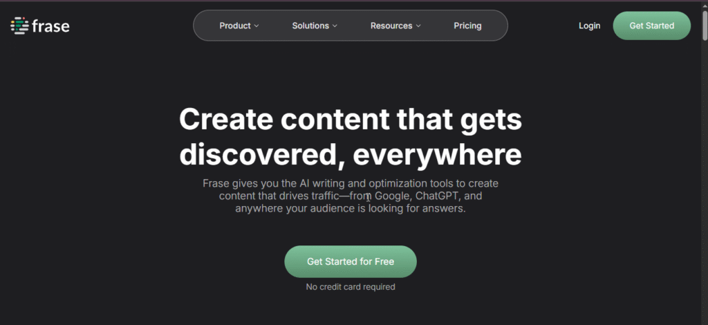 Frase SEO Tools Dashboard